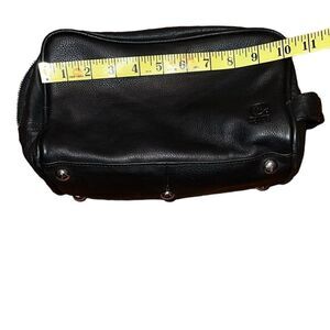 Rustic Town Black Leather Toiletry Bag